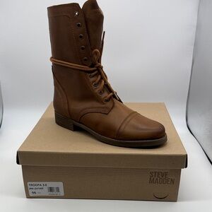 Steve Madden Brown Leather Combat Boots